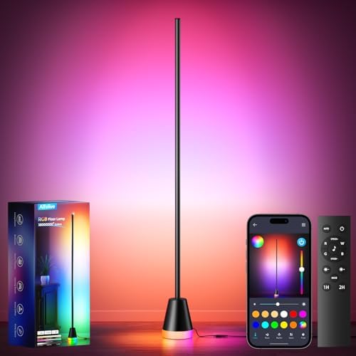 RGBIWC Corner Floor Lamp, Smart Ambient LED Light, Black | 16 Mil...