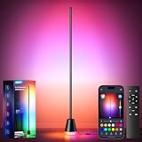 Alfolive Corner Floor Lamp, Smart RGB Lamps for Living Room Bedroom, APP & Remote Control Tall Standing LED Lights, 16 Million DIY Colors Cool Modern Ambient Lighting with Music Sync & Timer, Black