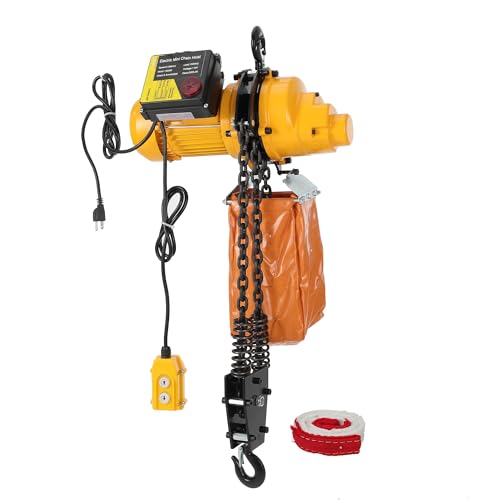 Electric Chain Hoist, 2200 lbs Load, 20 ft Lifting Height, 120V, Single Phase Overhead Crane with Chain, 328 ft Wireless & 15 ft Wired Remote Control for Garage, Shop, and Home by EliteEdge - Used condition - US$398.04