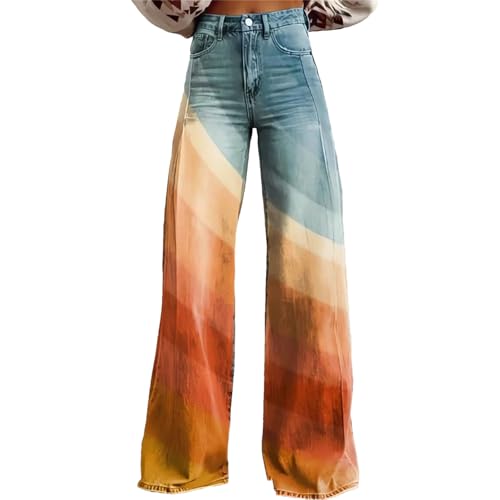Women's High Waist Jeans Loose Wide Leg Flared Jeans Street Fashion Jeans