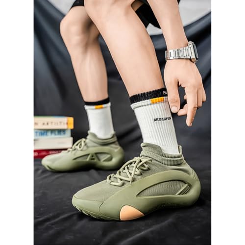 Men's Knit Running Shoes - Breathable Black Athletic Sneakers with Orange Accent & Durable Sole for Casual Wear3