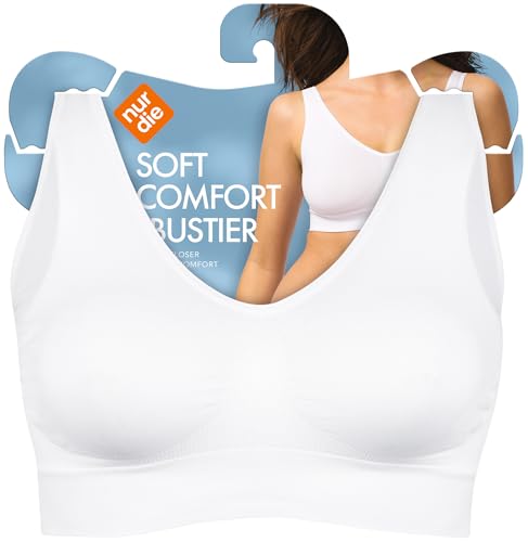 Nur Die Soft Komfort BH Bustier nahtlos ohne Bügel bügelloser Bra Schlaf Bralette mit Breiten Trägern Seamless Damen Mädchen