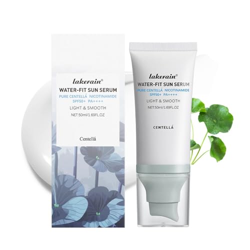Centella Sunscreen,Centella SPF50 Water-Fit Sun Serum Light & Smooth Hyalu Cica Sunscreen 