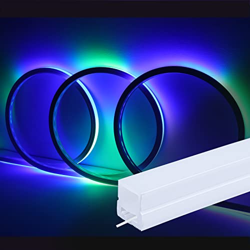 Muzata 16.5FT/5M Siliconen LED Profiel IP67 Waterdicht en Stofdicht Flexibele Diffuser Kanaal Buigbare Spotless Strip Licht Diffuser fit Neon LED Strips Breedte tot 11MM USC4 5M