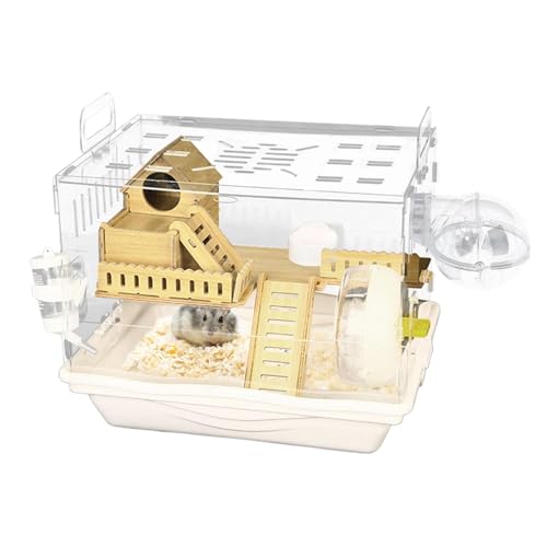 YNPQTDS Clear Hamster Cage, CAGE CAMPIO, HABITRO HABITER OSSERVAZIONE PET PICCOLA CAGE DI PICCOLA CAGE, Accessori per la casa per animali domestici traspiranti alloggi gersili per famiglie, amici