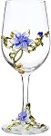 Simcat Handmade Painted Enamel Flower Glass Wine Glasses Transparent Refined Goblet, Stem For Cabernet, Gifts (Single pink gift box,1 Gift Box)