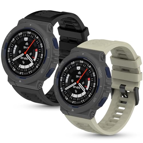 SenMore 2 Piezas Correa para Amazfit Active Edge, Ajustable Impermeable Deportiva Suave Silicona Recambio Pulsera Correa para Amazfit Active Edge(A2212)