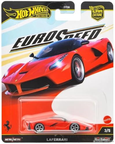 Image of Hot Wheels Euro Speed Laferrari Premium Die-Cast Car, 1:64 Scale, Limited Release, Metal Body for 3 Years & Above (Red)