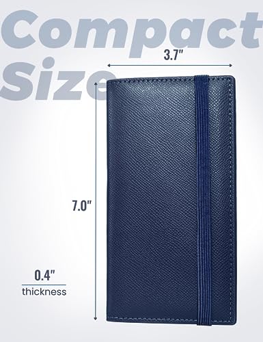 Image of Yarnic Checkbook Cover for Personal Checkbook, Checkbook Holder with Pen Holder & Built-in Clear Plastic Divider for Duplicate Checks (Midnight Blue)