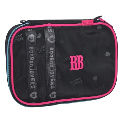 Estojo Rebecca Bonbon Box Nylon Logo Escolar 36 Elásticos (Preto)
