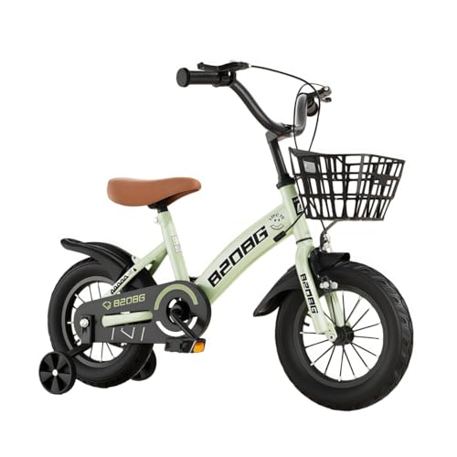 NIGOE 子供用自転車、12 14 16インチ 、2〜11歳用自転車、補助輪付き、 バスケット付き、前後ブレーキ、子供用、高さ調節可能、 組み立て簡単、男の子女の子、 初心者学生適合、 誕生日、 プレゼント ギフト (グリーン,16インチサイズは105c