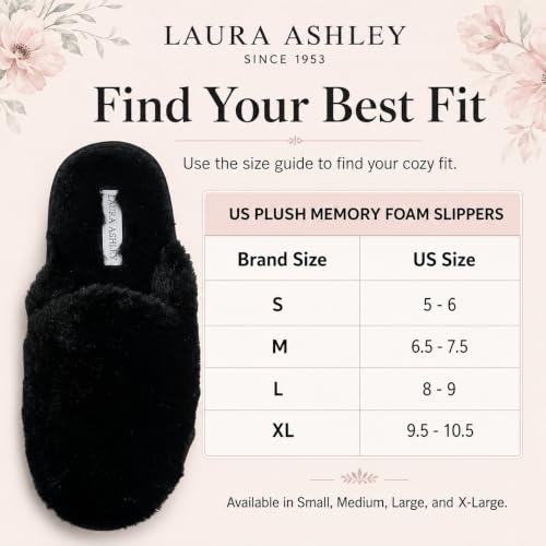 Image of Laura Ashley Ladies All Over Plush W /Memory Foam Slippers