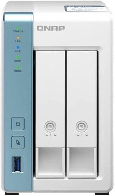 QNAP TS-231P3-2G 2 Bay Desktop NAS Enclosure - With 2.5 GbE Connectivity, 2 GB RAM, Quad-Core 1.7GHz Processor and Feature-Rich Applications for Home and Office
