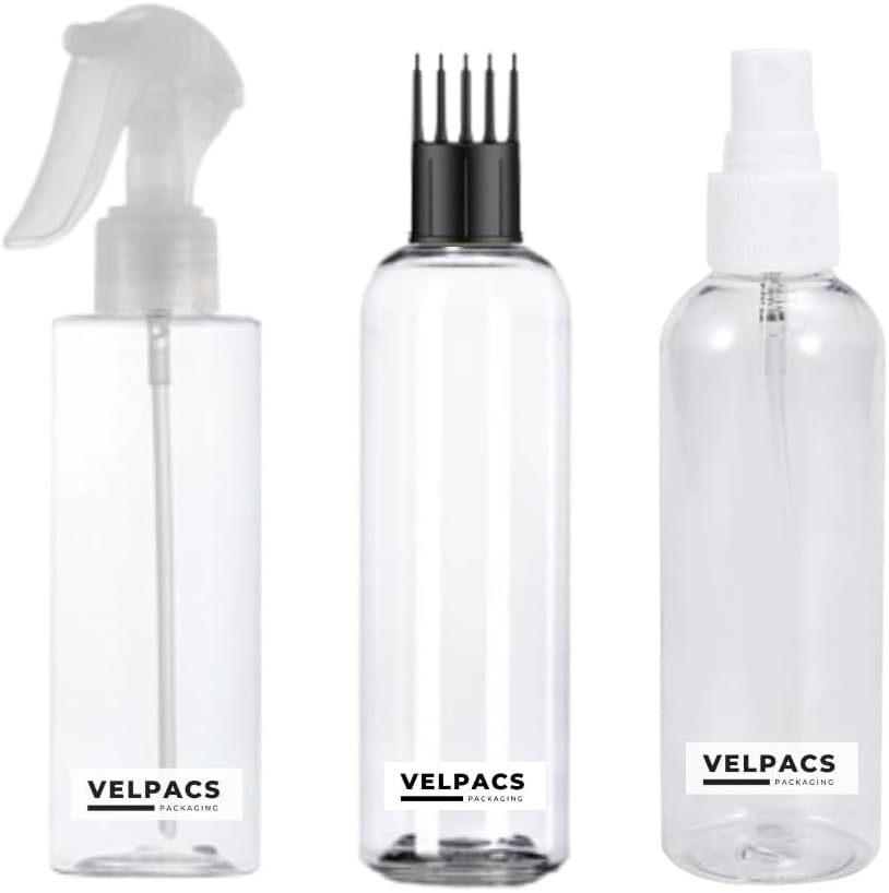 200Ml Empty Plastic Bottle For Hair Application (1 Appicator + 1 Mist Spray+ 1 Trigger Spray) Pack Of 3 | Perfect For Rosemary Tea, Perfume, Rosewater, Travel Friendly, Transparent
