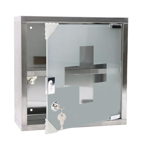 FIVMEN Medizinschrank Edelstahl 2 Fächer Medikamenten Aufbewahrung...