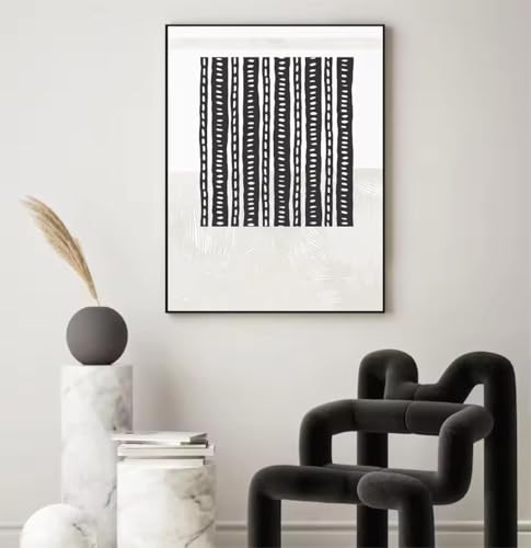 Tableau minimaliste grand format avec cadre pour habiller un mur blanc de salon
