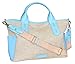 Delana Linen/Leather Tote (Sky Blue)