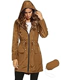 LOMON Rain Jackets For Women Waterproof Packable Rain Jacket Lightweight Hiking Rain Coats For Women Brown L