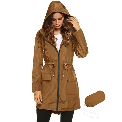 Lomon Women Waterproof Lightweight Rain Jacket Active Outdoor Hooded Raincoat