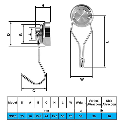 image for HHOOMY 30lb Swivel Swing Powerful Magnetic Hooks Magnetic Swivel Hooks