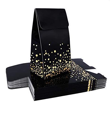 Small Black and Gold Gift Bags - 30 Fancy Small Black Gift Bags Embossed With Elegant Gold Foil Dots - Black Goodie Bags - Small Gift Bags - Favor Bags - Treat Bags - Small Present Bag - Bulk Gift Bags - Custom Gift Bags, Include 30 Adhesive For Easy Closure - 6.25 H X 2.6 W X 3.7 L - Black (Pack of 30)