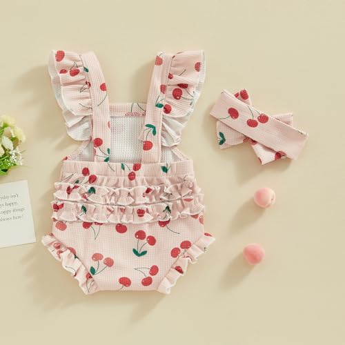 Mubineo Baby Girl Summer Clothes Ruffle Overall Romper Outfits Cute Sleeveless Overalls Rompers Newborn Outfit3