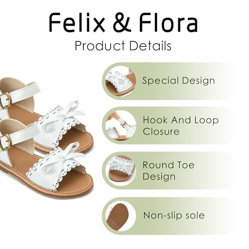 Image of Felix & Flora Toddler Girl Sandals - Little Girl Easter Dress Shoes Lightweight Open Toe Beach Holiday Flats