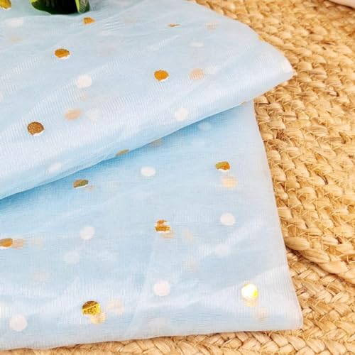 Image of SATYAM KRAFT 10 Meter Multipurpose Net Fabric Cloth for Birthday, Wedding, Valentine, Party, Event, Stage Backdrop, Pooja Background, Tent, Mandap & Festive Decoration Item (Light Blue)