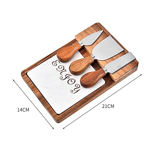 Mini Small Cheese Board and Knife Set, Charcuterie Platter & Serving Tray for Wine, Crackers, Brie and Meat for Home,Picnic,Restaurant, Cafe Use (Dimension : 21 x 14 x 1.5 cm) 1