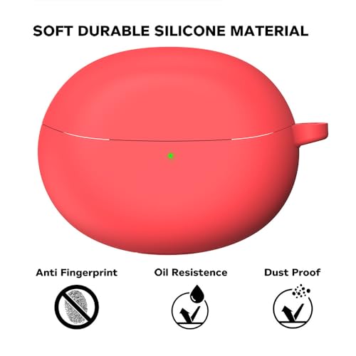 Image of Sounce Earphone Case Cover Compatible for Oppo Enco Air 2 Pro, Soft Silicone Skin Case Cover Shock-Absorbing Protective Case with Keychain [Front LED Visible] (Red)
