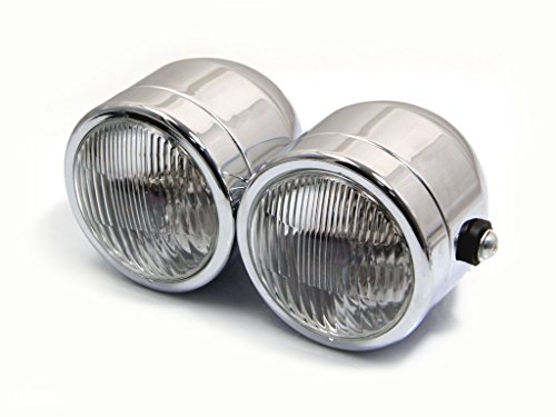 Moto Phare Chrome Double Halogène 35W Dominator Warrior Bandit Trike
