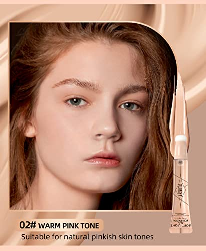 Liquid Foundation Beauty Wand - With Cushion Applicator Easy To Apply, Natural Lightweight Formula, Combination & Oily Skin, Spf 15, Longwear Medium-Full Coverage With Matte Finish (2#) #TOP1