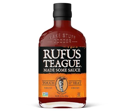 Rufus Teague Salsa BBQ Touch O’ Heat 432g – Salsa barbecue dolce-piccante affumicata – Per costine, hamburger e griglia – Idea regalo uomo e set BBQ