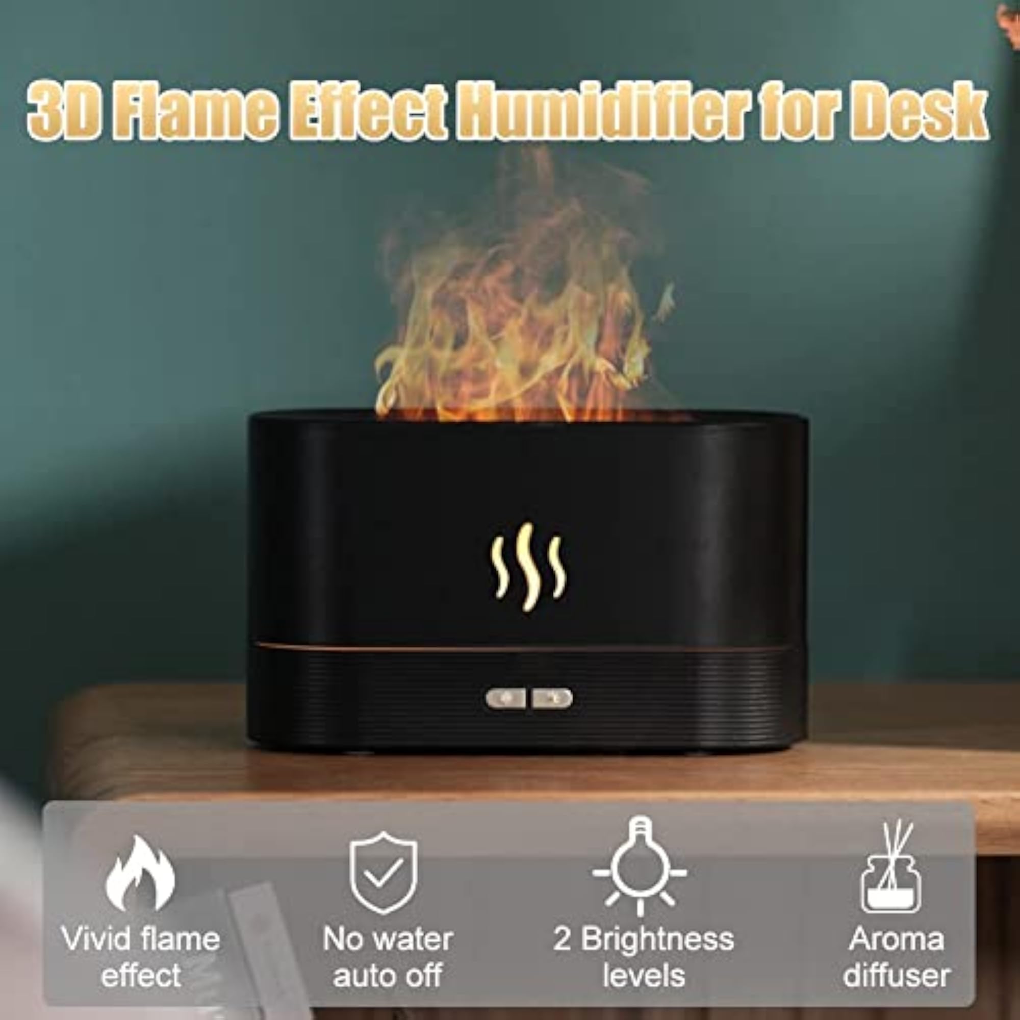 Flame Light Quiet Mist Humidifier, Ultra Fine Desktop Essential Diffuser