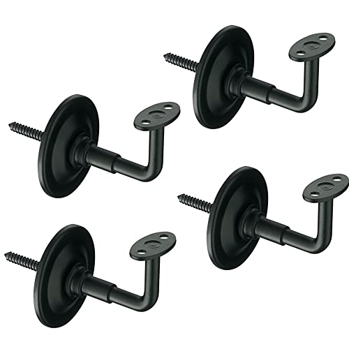 Lot de 4 supports pour main courante | Rampe d'escalier robuste et durable | Montage mural | Acier | Couleur : noir mat | Comprend : vis et chevilles