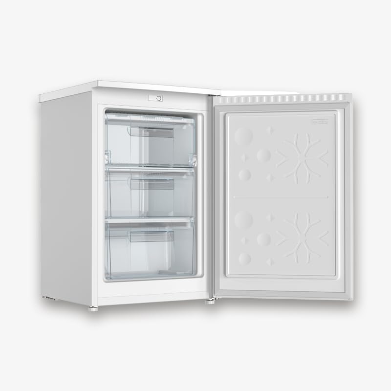 SEVERIN Congelatore da Tavolo Piccolo, Capacità 85 L, Classe D, Silenzioso 39 dB, 4 Stelle, 1 Sportello Ribaltabile e 2 Cassetti, Cerniera Reversibile, 55 x 58 x 84,5 cm, Bianco - GS 8864