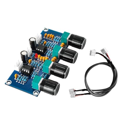 Whychstore Tableau de tonalité de préampli NE5532 à double puce avec contrôle du volume des graves aigus CC 12-24 V pour amplificateur audio DIY bleu