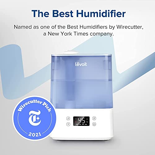 LEVOIT Humidifier for Bedroom Baby Home, 6L Large Tank, Top-Fill Cool Mist Air Humidifier with Quiet Sleep Auto Mode, Smart App & Alexa Control, Essential Oil Diffuser, 60H Runtime for 47㎡, Blue