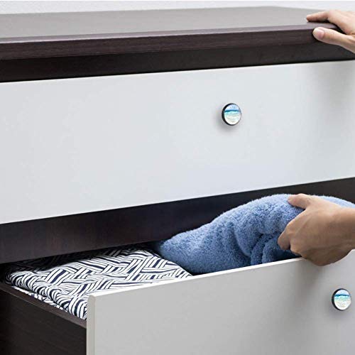 Beach With Foamy Waves On Empty Sea Shore Holiday Theme Serene Coastal Drawer Knob Pull Handle Crystal Glass Circle Shape Cabinet Drawer Pulls Cupboard Knobs With Screws For Home Office 4 Pieces #TOP5