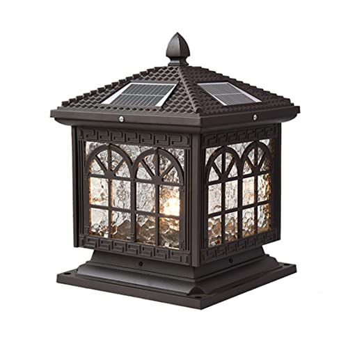 Farol de Columna de Aluminio para Exteriores, Paquete de 1, luz Solar para Pilar de Cerca, iluminación de Patio, Color Negro Mate, Resistente al Agua IP54, Accesorio de iluminación de Vidrio para