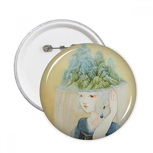 Pins antique illustrateur badge bouton rond chinois multicolore de style