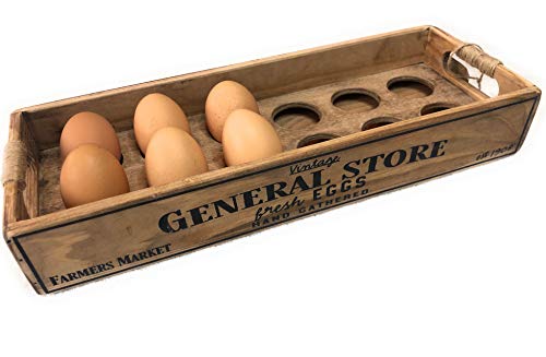 Wooden Egg Holder Crate Storage Box Rustic Farmhouse Decor For One Dozen (12) Eggs #TOP1