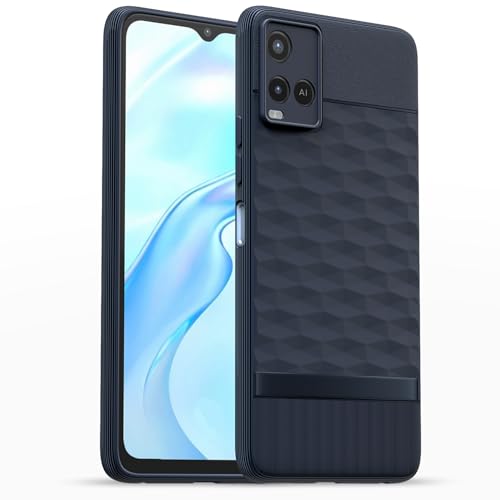 Image of Pikkme Back Cover for Vivo Y21 2021 / Y33s Camera Protection 3D Hexa Cube Design Silicone Protective Bumper Case (Blue)
