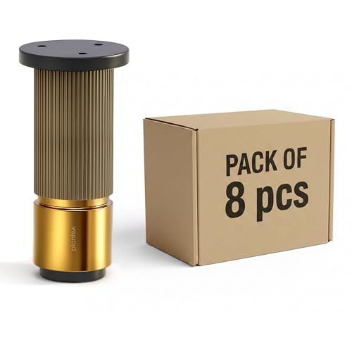 Image of Plantex 4 Inch Sofa Leg for Bed Furniture /Aluminium Sofa Leg for Table /Support Legs /Furniture Leg - Pair of 4 (8 Piece) (DTS-77, Brass Antique & Gold)