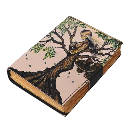 Carnet relié en cuir Arbre de Vie 17,8 x 12,7 cm, journal intime pages vierges