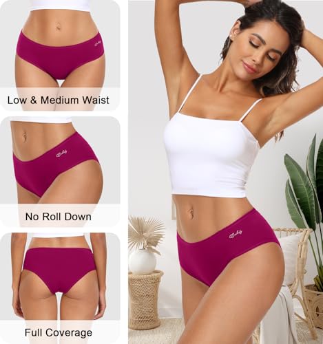 Image of coskefy Womens Underwear Cotton Hipster Panties Soft Stretch Ladies Cheeky Bikini Briefs 4 Pack