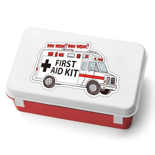 Image of Cute Design First Aid Decals (4-Pack), 4 Inches - Strong Adhesive, Durable, Waterproof - Addition to First Aid Boxes, Emergency Kits, Medical Supplies