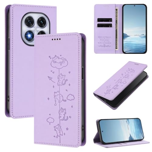 Étui Xiaomi Redmi Note 15 5G violet anti-choc portefeuille chat
