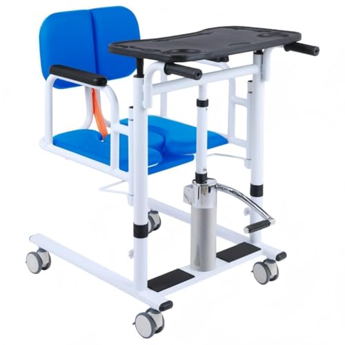 Sedia medica idraulica per trasferimento - Sollevatore paziente multifunzione con tavolo, WC mobile e ausilio per vasca da bagno, regolabile a 180°