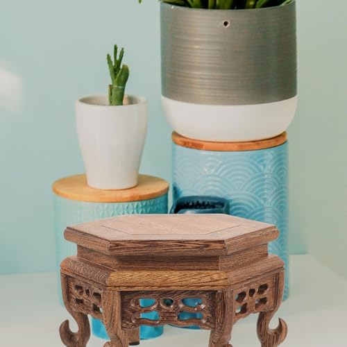Présentoir en bois pour pot de fleur et ensemble de thé décoratif - 7
